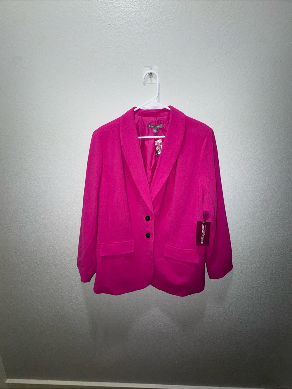 Jessica London Fuchsia Pink Blazer with Notch Lapel